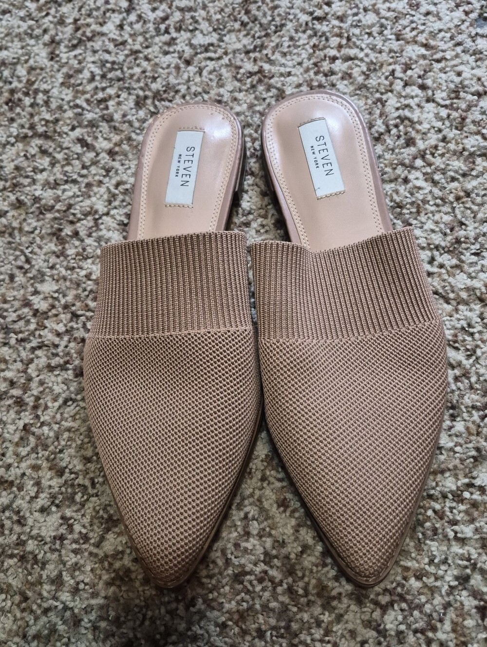 Steven By Steve Madden Knit Pointed Slip-On Mules in Tan Size 9.5 - Picture 1 of 4